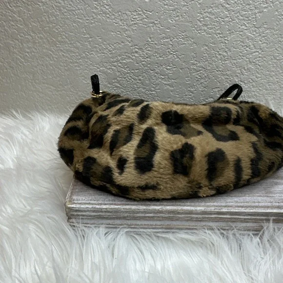 $105 🌙 Kate Spade Faux Fur Baguette Style Vintage Handbag Leopard Print - Picture 3 of 5